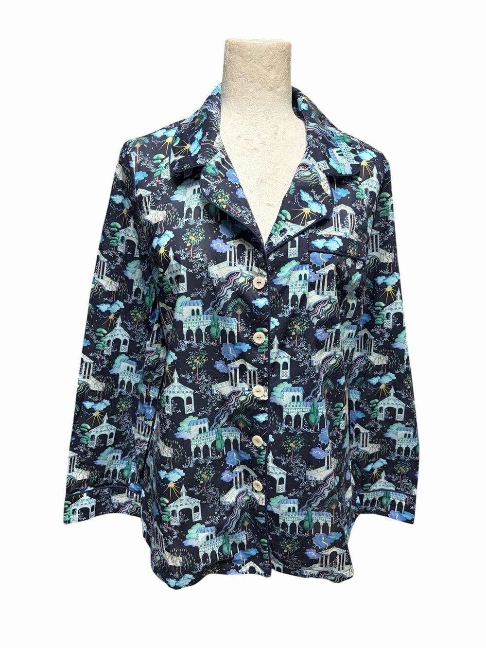 Liberty Kingdom Tana Lawn Cotton Print Pajama Top Shirt Size Small